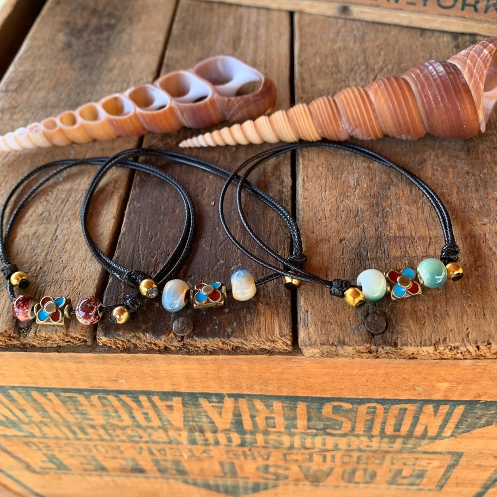 ✨2 RUSTIC CERAMIC BEAD BRACELET/ANKLETS 2/$18✨